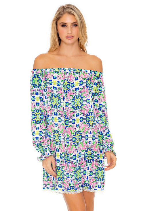 Luli Fama Angel Face Cuff Bell Sleeve Dress
